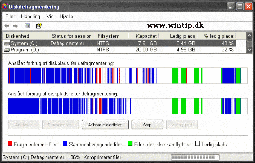 Diskdefragmentering i Windows XP
