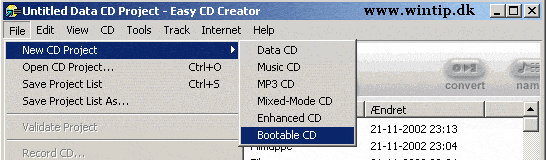 New project - Bootable CD